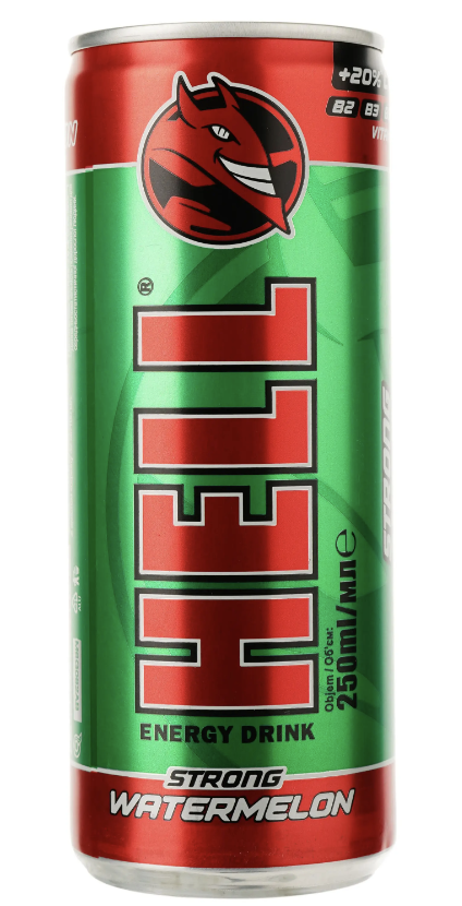 Енергетичний б/а напій Hell Strong Watermelon 0.5 л з/б